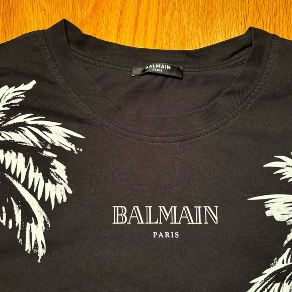 Balmain Runway 2024 Palm Print Logo Tshirt, Like New 🔥 - Picture 4 of 6